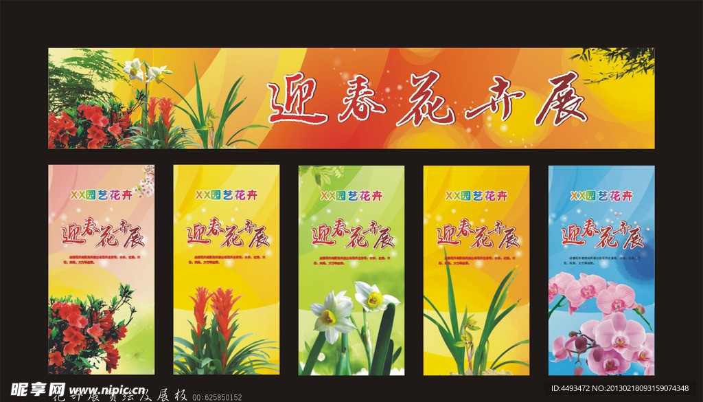 花卉 素材 展板 迎春 矢量