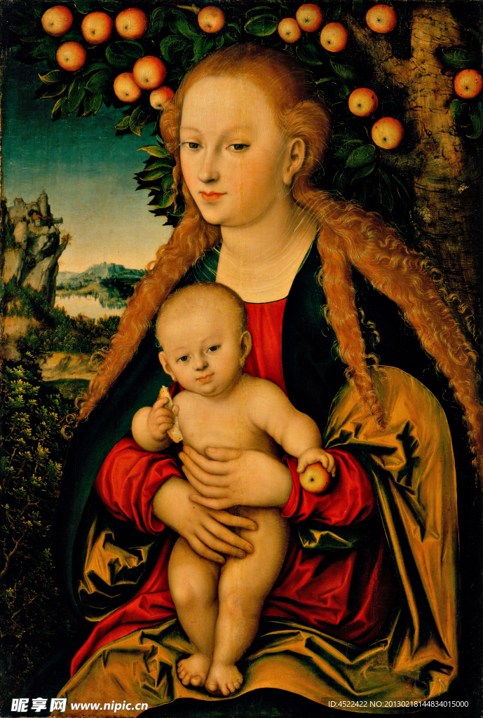 卢卡斯克 抱孩子的处女 油画
