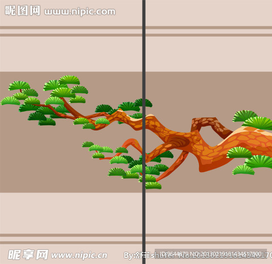 迎客松移门图案