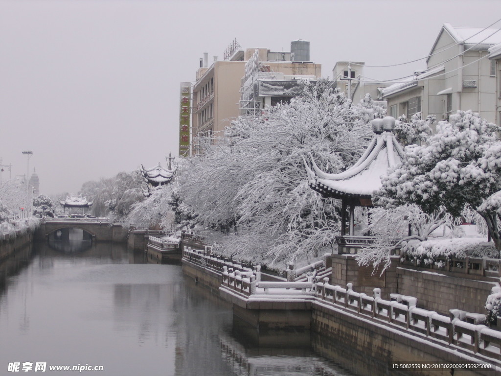 常州古护城河雪景