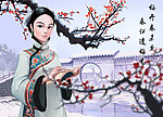 农家妇女水墨画