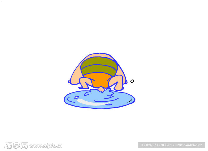 小孩戏水动漫矢量图