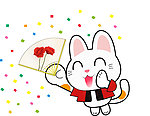 拿扇子的加菲猫
