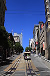 美国旧金山市中心街景轨道铛铛车