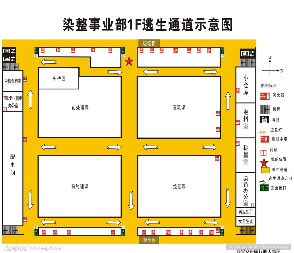 染整事业部逃生通道示意图