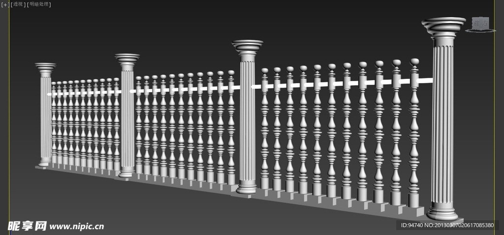 欧式围栏3d模型