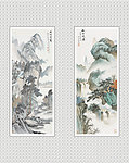 秋山飞瀑名画