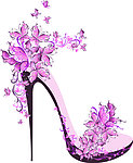 花卉装饰高跟鞋矢量素材
