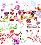 矢量花纹点缀心花朵集合