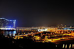 澳门俯视码头大桥夜景