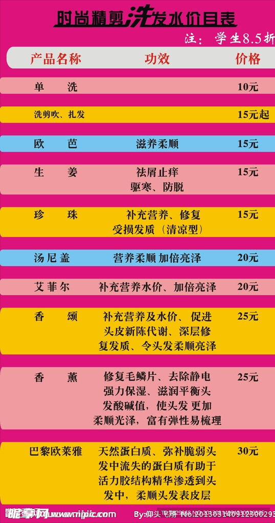 价目表