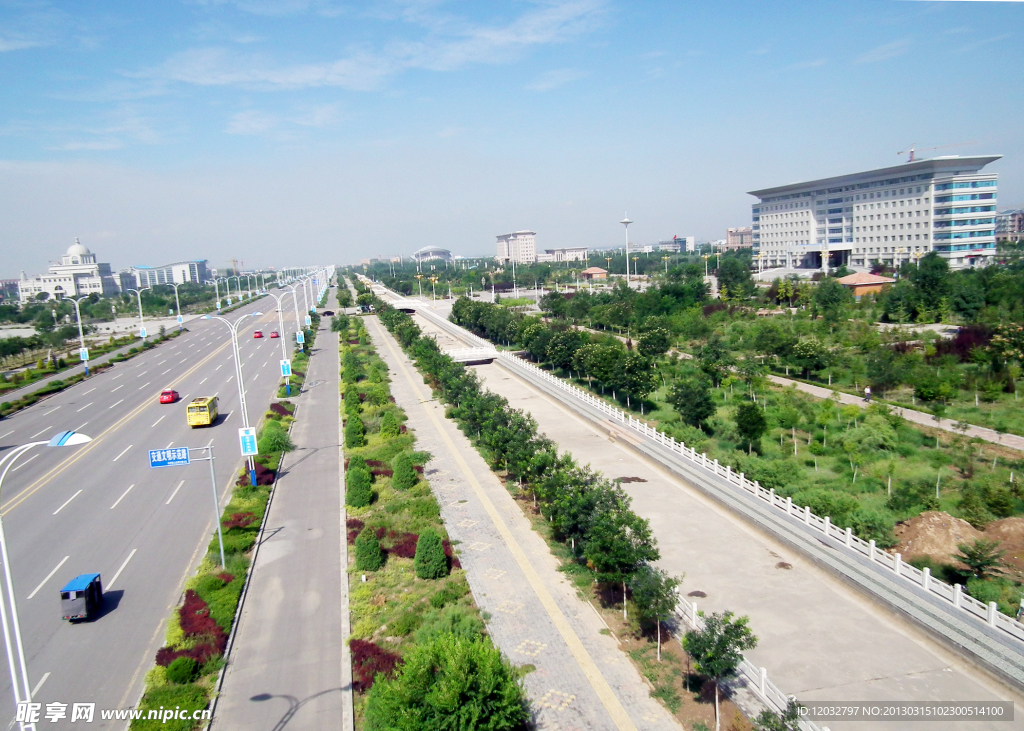 天空下的公路绿树