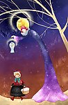 夜空下的小女孩