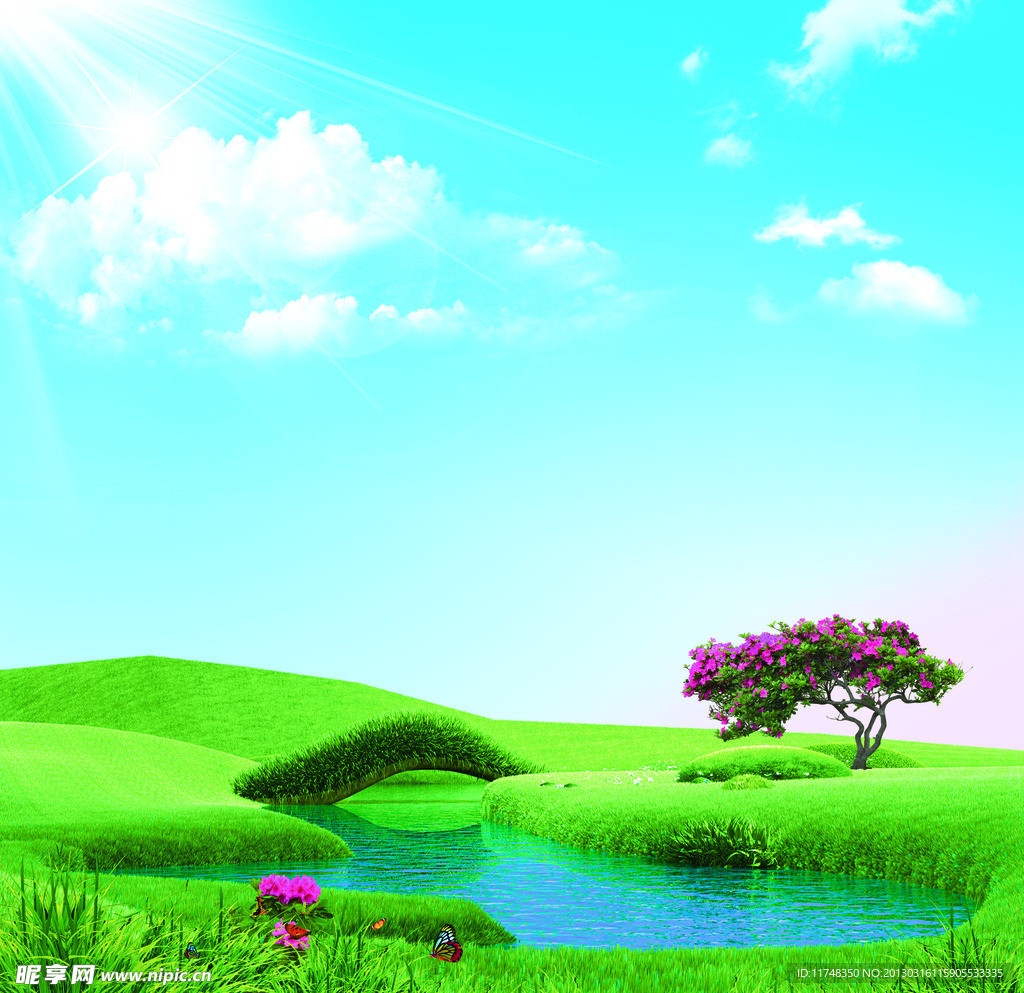 蓝天 绿草地