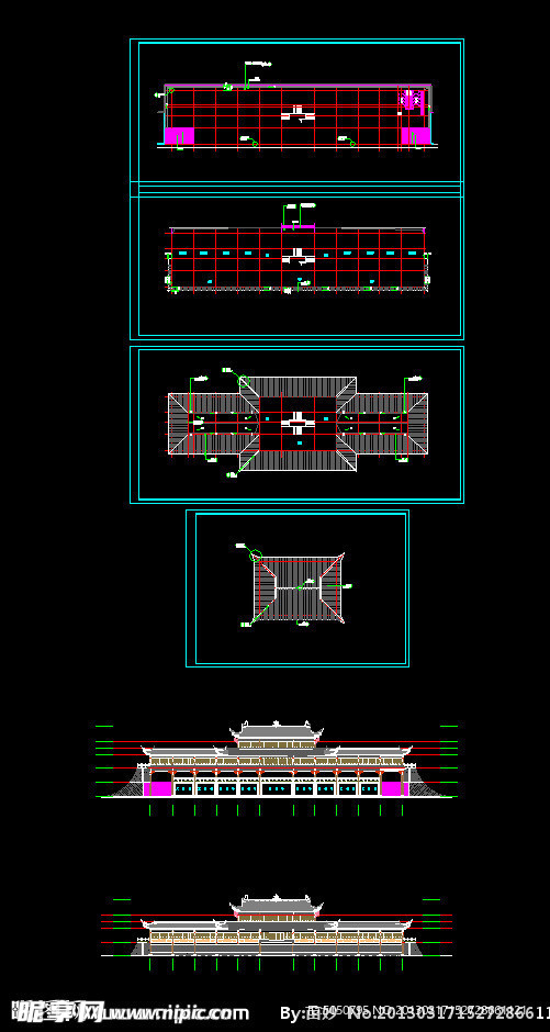 古建筑长廊效果图