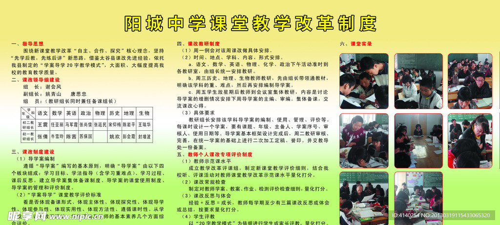 中学课堂改革制度展板