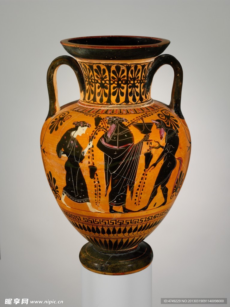 古希腊黑绘式陶器图片