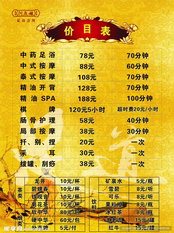 价目表