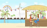 度假 卡通情侣