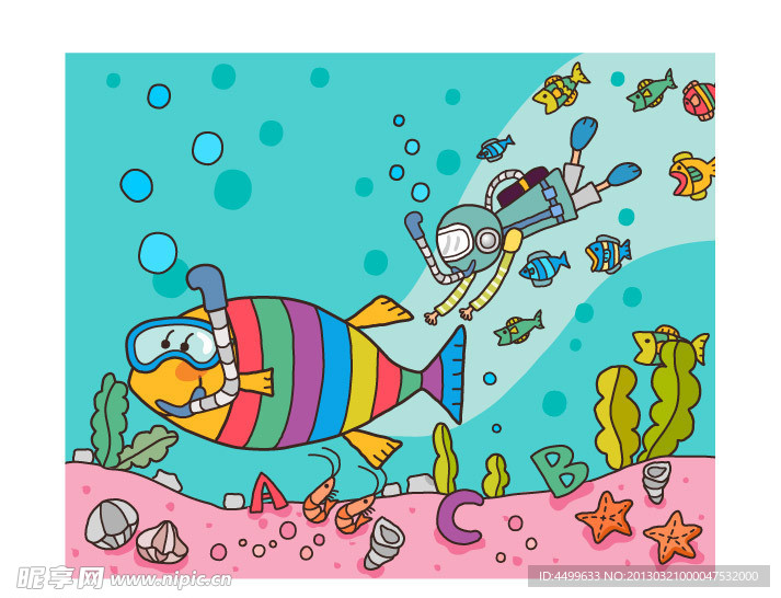 潜水 儿童插画