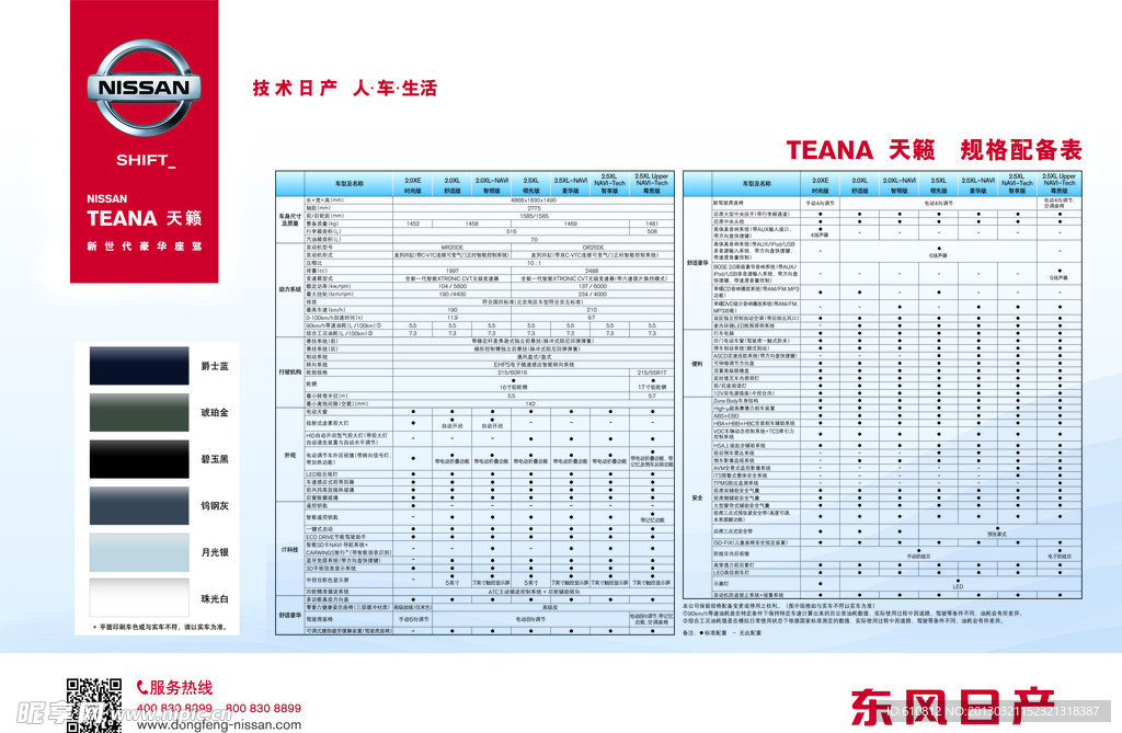 全新天籁配备表