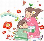 拥抱 卡通人物插画
