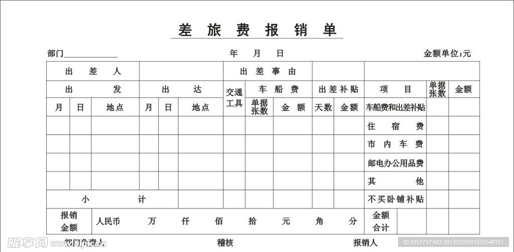 差旅费报销单