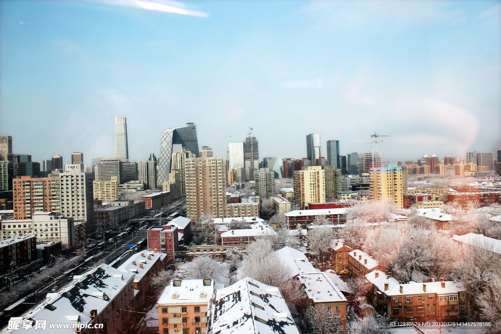 北京早晨雪景