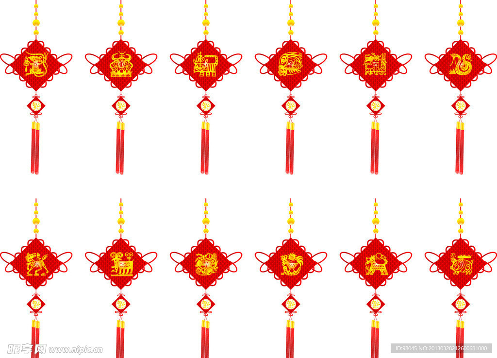 12生肖剪纸中国结