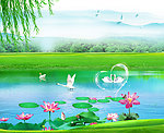 湖水动漫风景