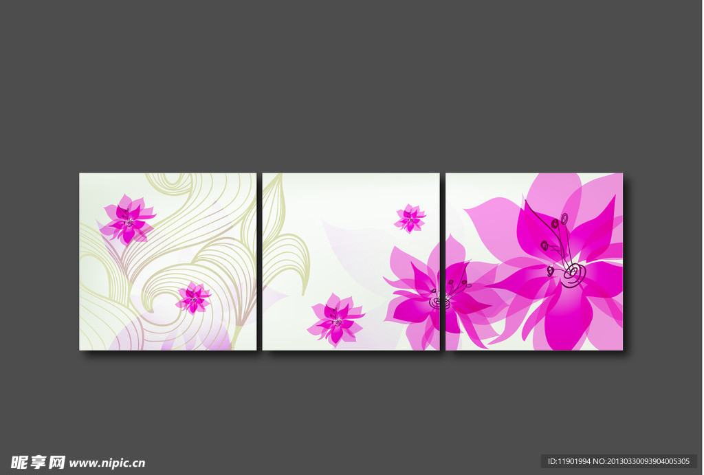 背景墙 花卉 三框图
