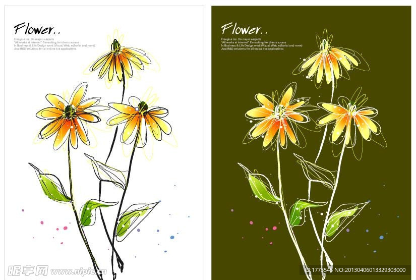 手绘花卉 花卉 矢量