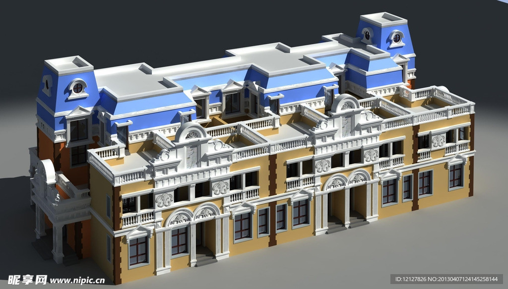 法式联排建筑模型