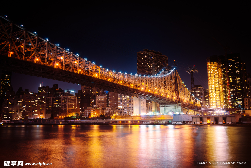 纽约皇后区大桥夜景