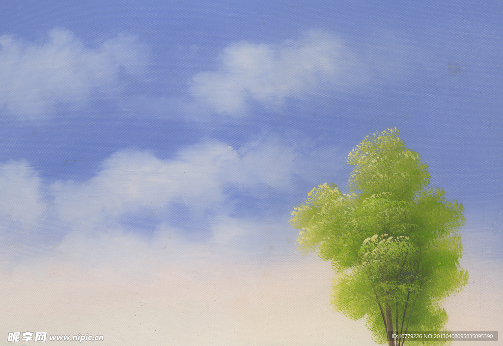 蓝天白云 油画