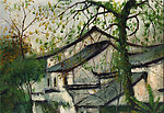 江南水乡油画