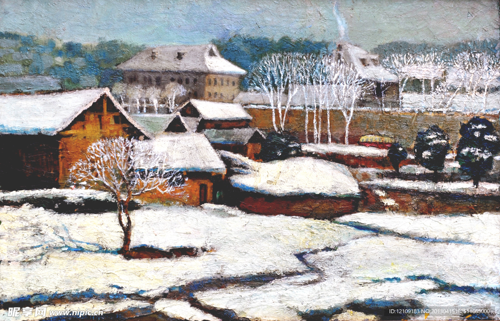 雪景油画