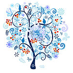 蓝色雪花树纹树木