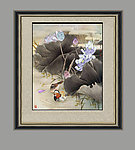 中国画水墨荷塘柳枝