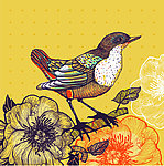花纹花卉小鸟背景底纹