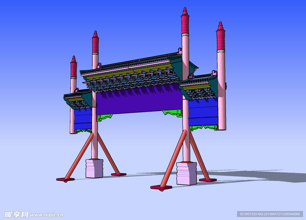 冲天牌楼3D模型