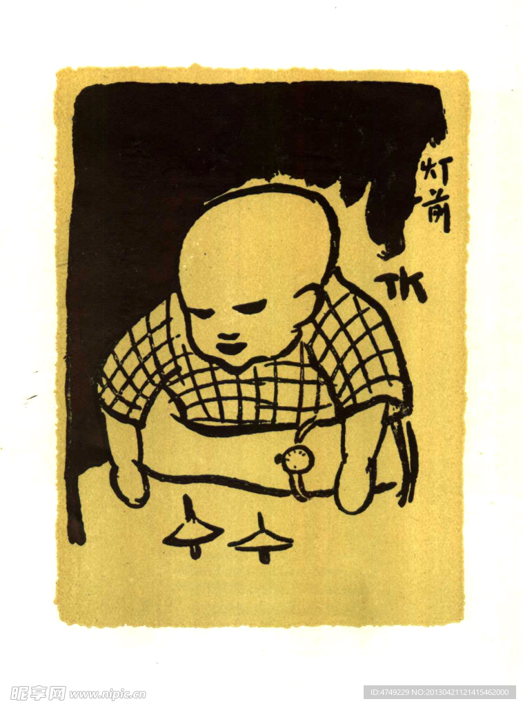 灯前 儿童画