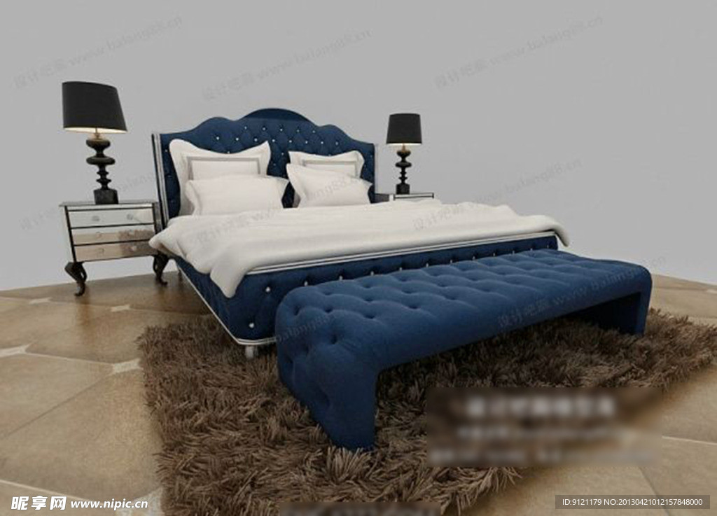 蓝色欧式床