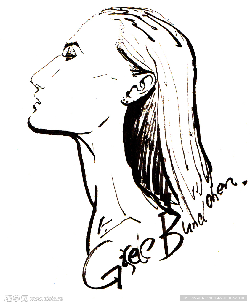 美女 插画 速写