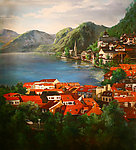 油画 山水画 别墅