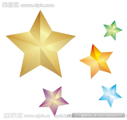 彩色立体五角星
