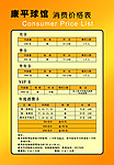 价格表