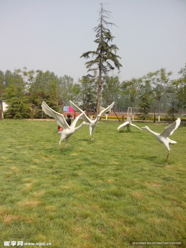 雕塑的白鹤