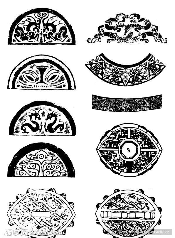 矢量古代图案纹样