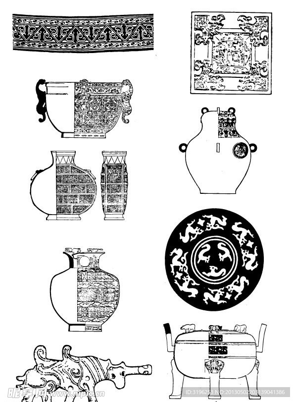 矢量古代图案纹样